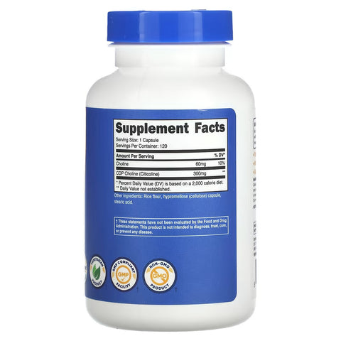 Nutricost CDP Choline Citicoline 300 mg 120 Capsules