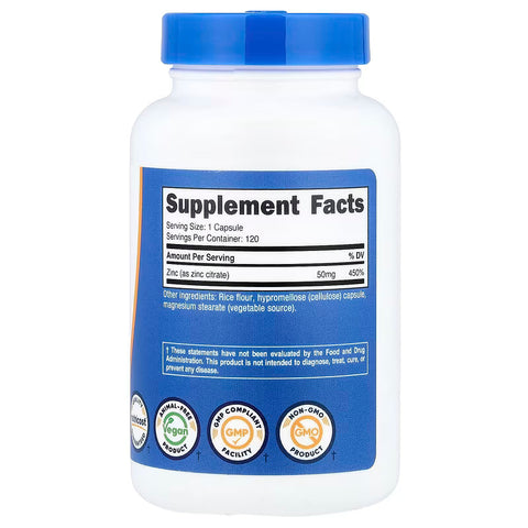 Nutricost Zinc Citrate 50 mg 120 Caps