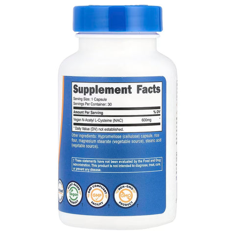 Nutricost NAC N-Acetyl L-Cysteine 600 mg 30 Capsules