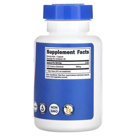 Nutricost CDP Choline Citicoline 300 mg 60 Capsules