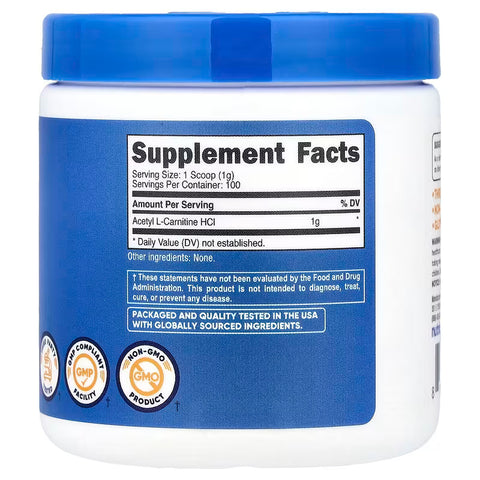 Nutricost Acetyl L-Carnitine HCI Brain & Cognitive ALCAR 100 Gram