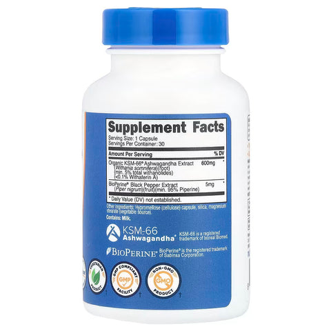 Nutricost KSM66 Ashwagandha Root Extract 600 mg 30 Capsules