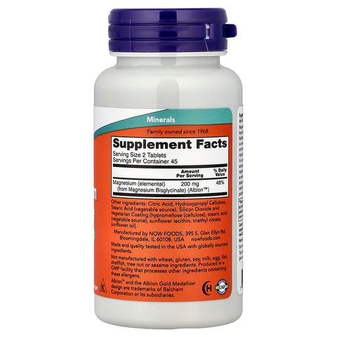NOW Foods Magnesium Glycinate 90 Tablets
