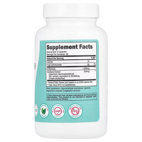 Nutricost Women D-Mannose with Cranberry Extract 90 Capsules