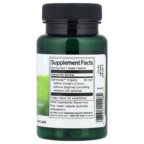 Swanson Saffron Extract Mental and Emotional Health 30 mg 60 Vegan Caps