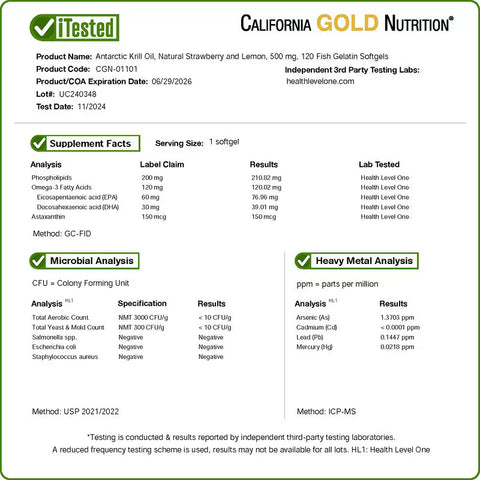 California Gold Nutrition Antarctic Krill Oil Omega-3 EPA DHA Phospholipids Astaxanthin 120 Fish Gelatin Softgels