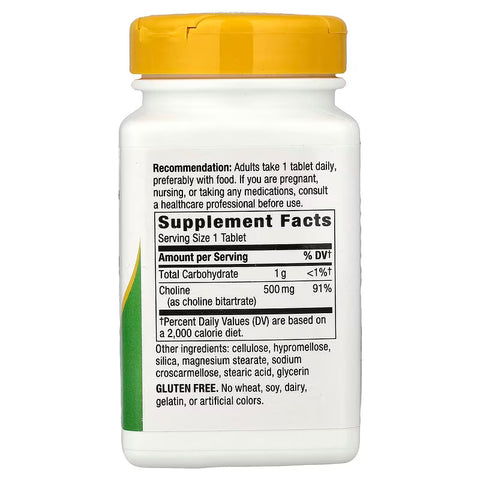 Nature's Way Choline bitartrate 500 mg 100 Vegan Tablets