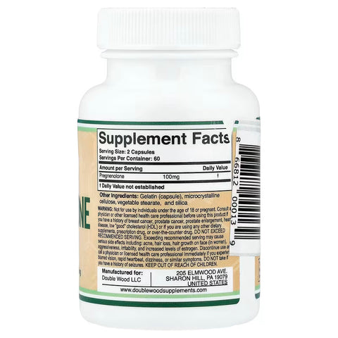 DOUBLE WOOD Pregnenolone Progesterone to Boost Progesterone Levels 120 Caps