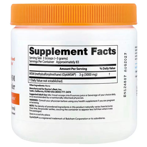Doctor's Best MSM Powder OptiMSM Bone Joint & Cartilage Skin, Nails 250 g