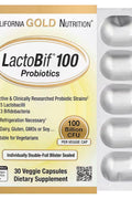 California Gold Nutrition LactoBif 100 Probiotics Gut Health 100 Billion CFU 30 Veggie Capsules