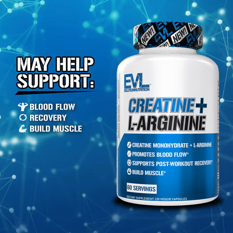 EVLution Nutrition Creatine Plus L-Arginine Arjinin 120 Veggie Capsules