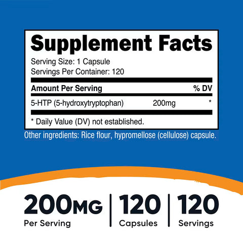 Nutricost 5-HTP 5-hidroksitriptofan 200 mg 120 Capsules