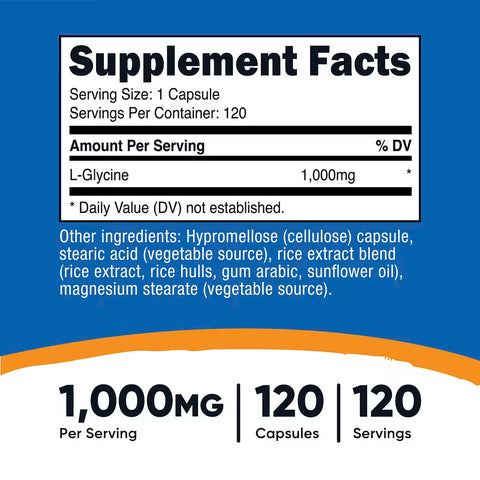 Nutricost L-Glycine 1,000 mg 120 Capsules