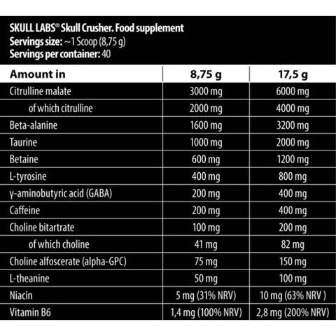 Skull Labs Skull Crusher PreWorkout 350 gr - 40 Servis