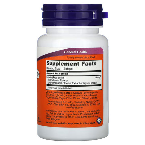 NOW Foods, Lutein Eye Health 10 mg, 120 Softgels