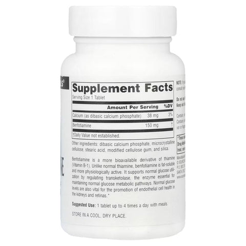 Source Naturals, Vitamin B1 Thiamine Benfotiamine, 150 mg 120 Tablet