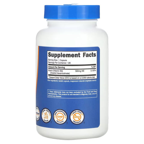 Nutricost Vitamin B3 Niacin Flush-Free 500 mg 120 Capsules