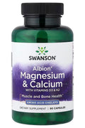 Swanson Albion Magnesium Calcium with Vitamins D3 & K2 90 Veggie Capsules