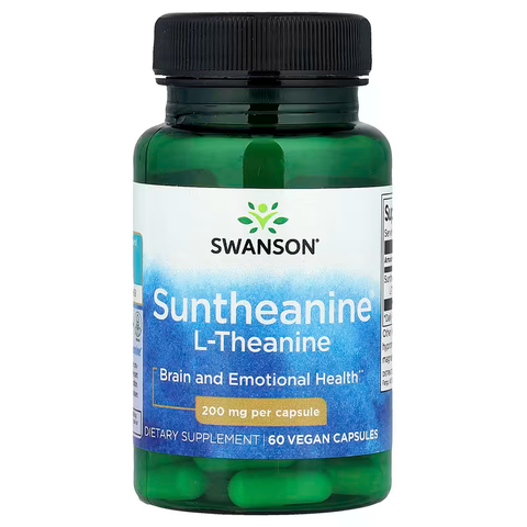 Swanson Suntheanine L-Theanine Brain & Cognitive 200 mg 60 Vegan Capsules