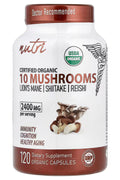 Nutri Organic 10 Mushrooms Lion's Mane , Turkey Tail , Reishi 120 Organic Caps