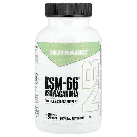 NutraBio Ashwagandha KSM66 600 mg 60 Veggie Capsules