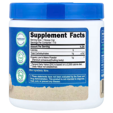 Nutricost Organic Lion's Mane Mushroom Brain & Cognitive 113 g