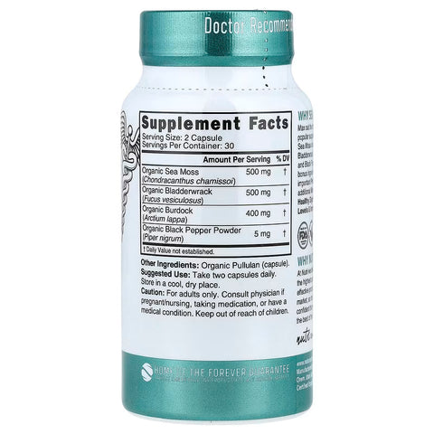 Nutri, Organic Sea Moss Greens & Superfoods 60 Organic Capsules