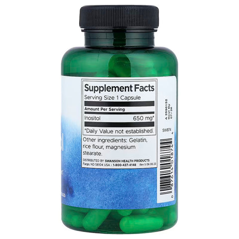 Swanson Vitamins, Inositol Cognitive focus Liver health 650 mg 100 Caps