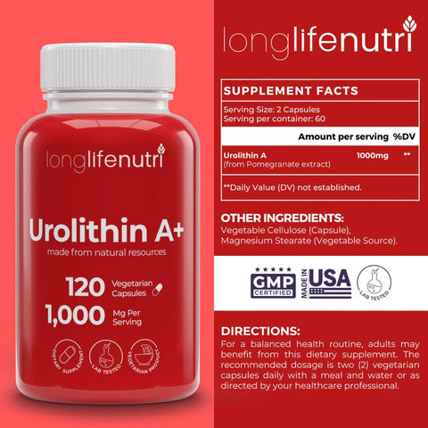 LongLifeNutri Urolithin A+ Pomegranate 1000mg 120 Caps