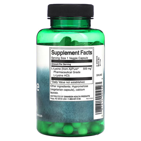 Swanson, L-Lysine, (Lizin) 500 mg, 90 Veggie Capsules