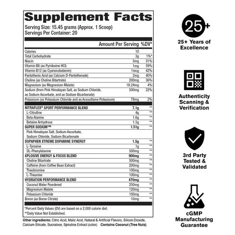 Gat Sport Nitraflex Extreme Support Preworkout Hydration Blue Rasperry blast 309 gr