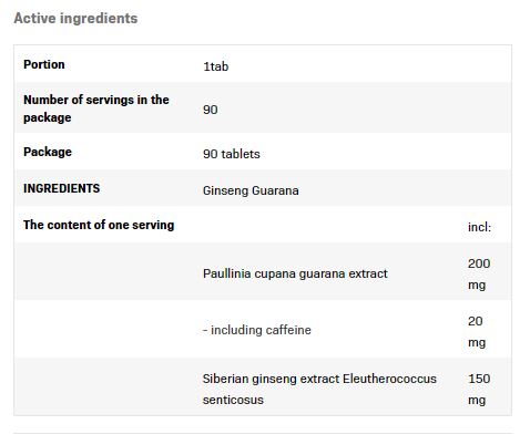 SFD Ginseng Guarana / 90 Tabs