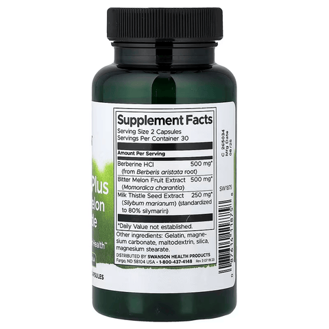 Swanson Berberine Plus with Bitter Melon & Milk Thistle Liver Health 60 Capsules