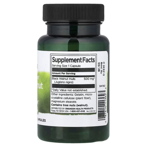 Swanson Full Spectrum Black Walnut Hulls Digestive Health 500 mg 60 Caps