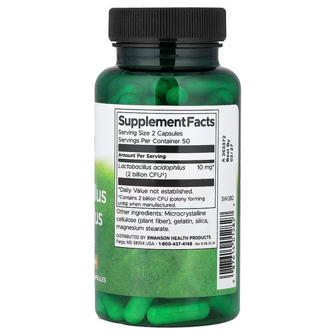 Swanson Lactobacillus Acidophilus Probiotics Digestive Health 1 Billion CFU 100 Caps