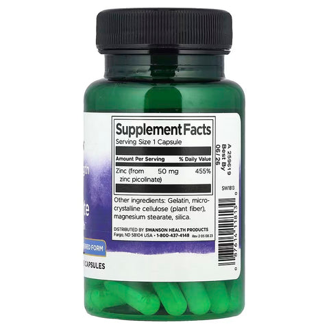 Swanson Zinc Picolinate 50 mg 60 Capsules