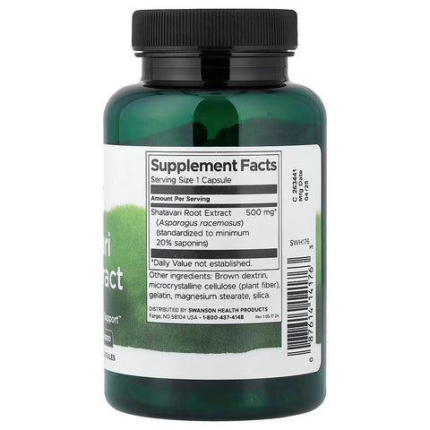Swanson Vitamins Shatavari Root Extract Menopause and Women Hormone Support 500 mg 120 Capsules