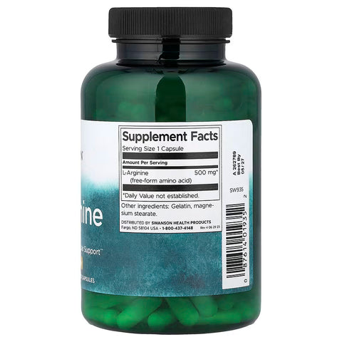 Swanson L-Arginine Nitric Oxide 500 mg 200 Capsules