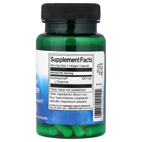 Swanson, Suntheanine L-Theanine Brain & Cognitive 100 mg 60 Veggie Capsules