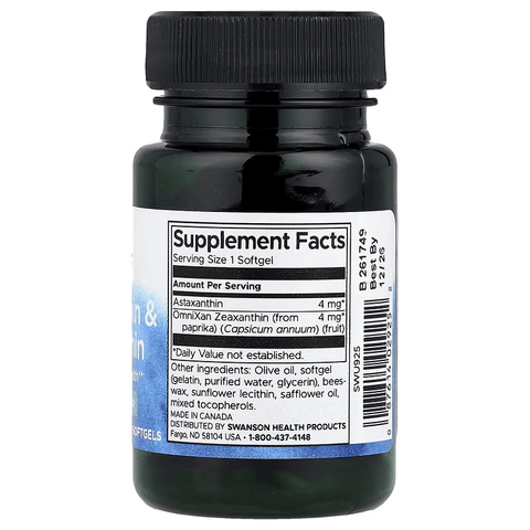 Swanson Astaxanthin & Lutein & Zeaxanthin Eye and Vision Health 60 Softgels