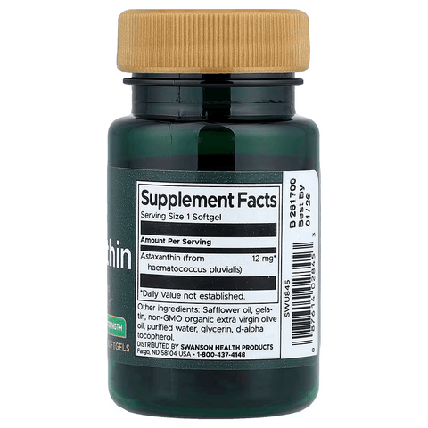 Swanson Astaxanthin Maximum Strength Immune Health and Antioxidant Support 12 mg, 30 Softgels