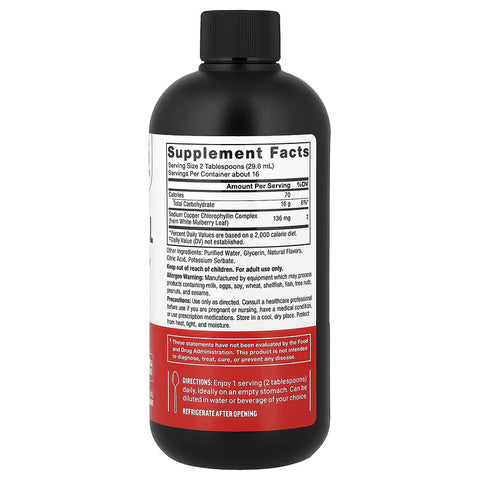 Force Factor Chlorophyll Copper Liquid Internal Deodorant Natural Mint 16 fl oz 473 ml
