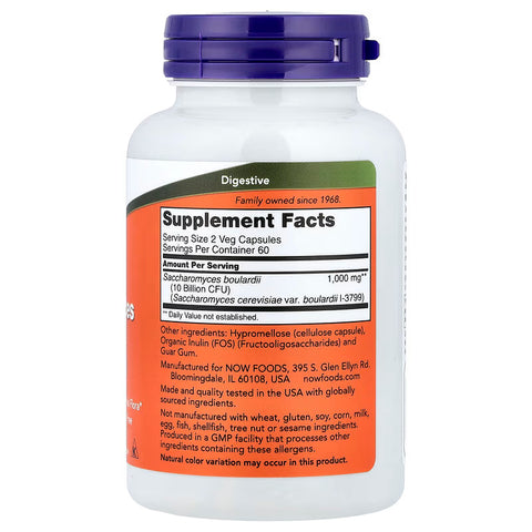 NOW Foods Saccharomyces Boulardii Probiotics 5 Billion CFU 120 Veg Capsules