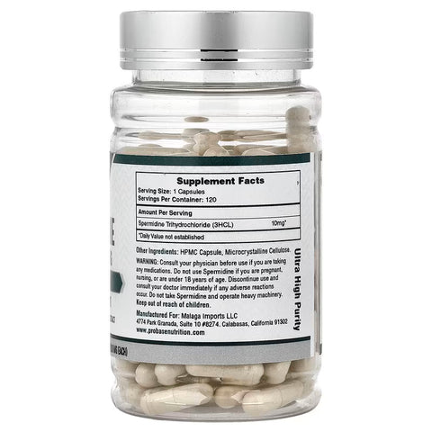 Probase Nutrition Spermidine Wheat Germ Extract 10mg of 99% Spermidine 3HCL 120 Caps