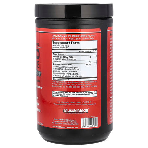 Musclemeds Amino Decanate 10:1:1 BCAA Glutamin EAAs Muscle Recovery 360 Gr