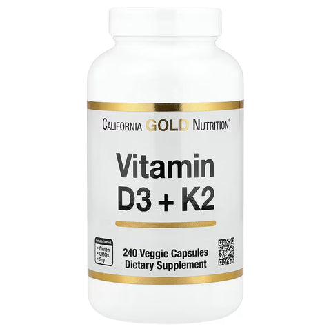 California Gold Nutrition, Vitamin D3 + K2, 240 Veggie Capsules