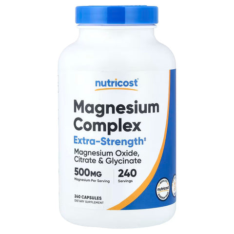 Nutricost Magnesium Oxid Citrate glycinate Complex Extra Strenght 500 mg 240 Caps