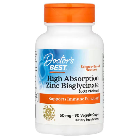 Doctor's Best High Absorption Zinc Bisglycinate 50 mg 90 Veggie Caps
