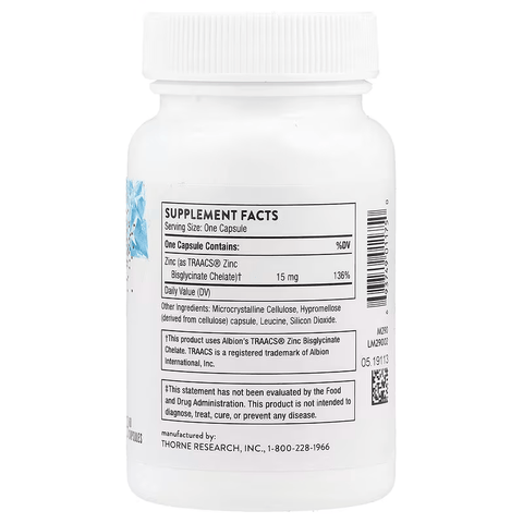 Thorne Zinc Çinko Bisglycinate 15 mg, 60 Capsules