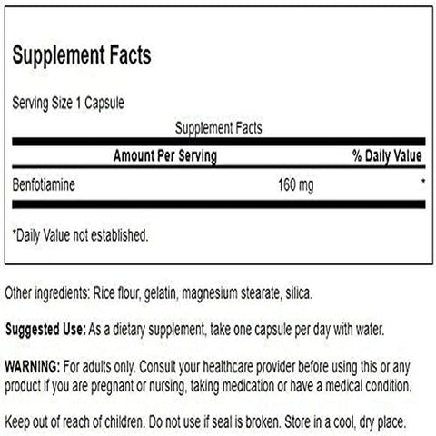Swanson Benfotiamine High Potency 160 mg 60 Capsules